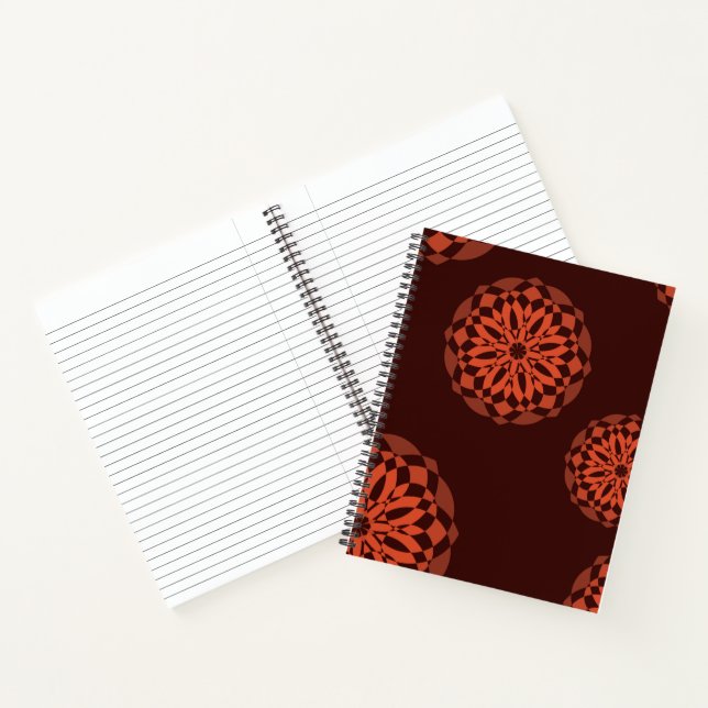 Orange, modern, decorative, geometric flowers notebook (Inside)