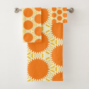 Orange Modern Dots Bath Towel Set