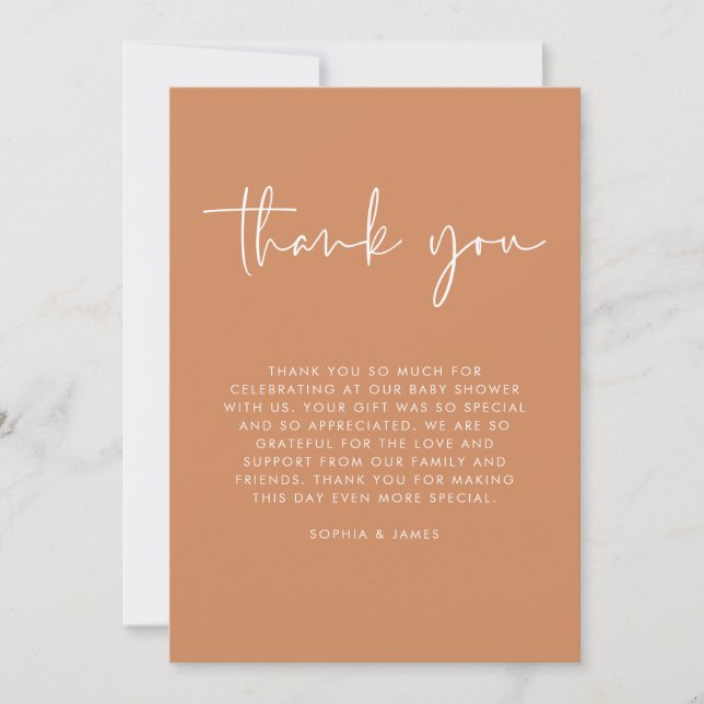 Orange Modern Gender Neutral Baby Shower Thank You Invitation (Front)