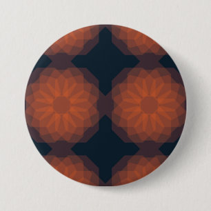 Orange, modern geometric flower abstraction 3 inch round button