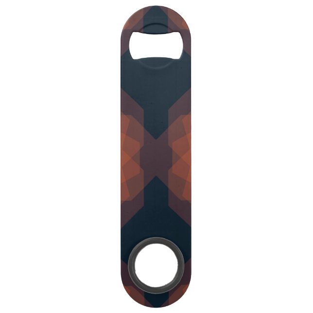 Orange, modern geometric flower abstraction bar key (Front)