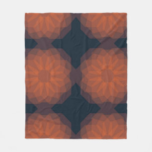 Orange, modern geometric flower abstraction fleece blanket