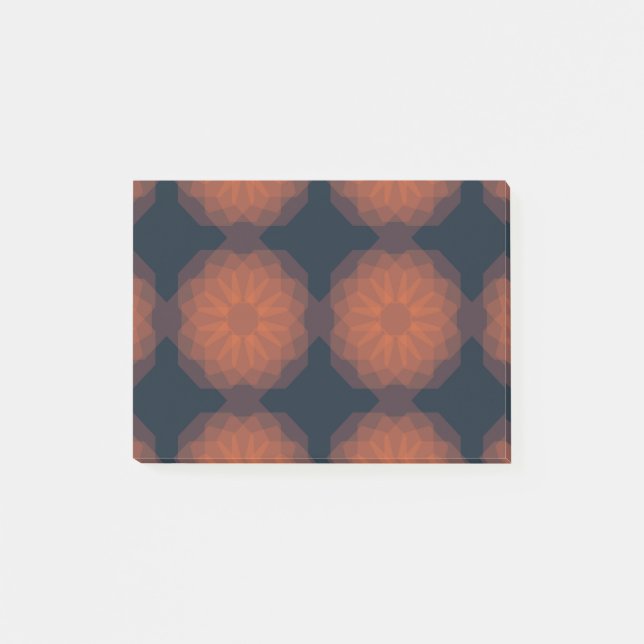Orange, modern geometric flower abstraction post-it notes (Front)