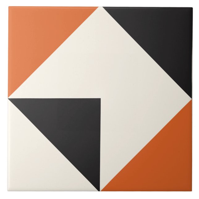 Orange Modern Geometric Shape Pattern Tile (Front)