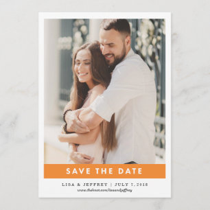 Orange Modern Love Colour Photo Save the Date