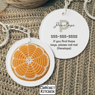 Orange Modern Minimal Fresh Crochet Orange Slice Keychain