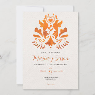 Orange Modern Minimalist Elegant Spanish Wedding Invitation