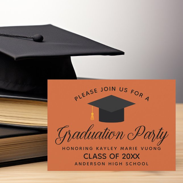 Orange Modern Personalized Graduation Party Invitation (Creator Uploaded)
