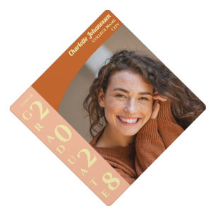 Orange Modern Photo Graduation Cap Topper