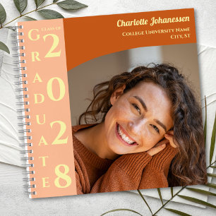 Orange Modern Photo Graduation Guestbook Notebook