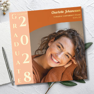 Orange Modern Photo Graduation Party Gold Guest Book