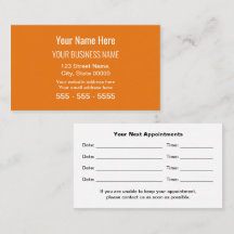 Orange Modern Professional Appointment Card