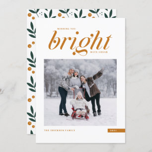 Orange Modern Script Bright Days Ahead Photo Holiday Card