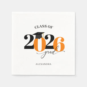 Orange Modern Typography Class of 2025 Graduate Napkin