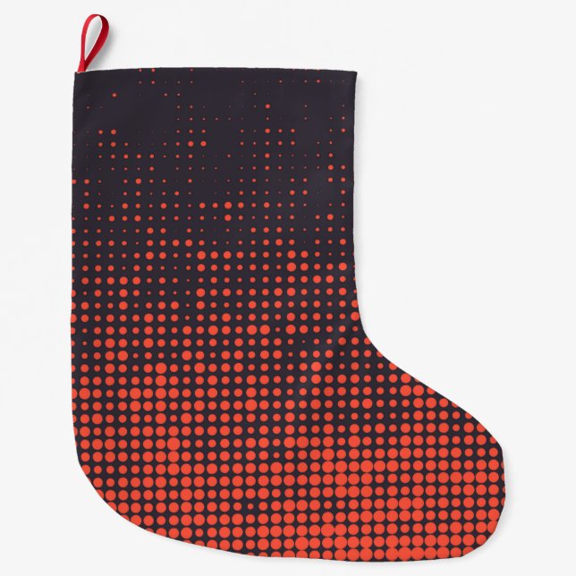 Orange, modern, urban halftone dots pattern design large christmas stocking (Front)