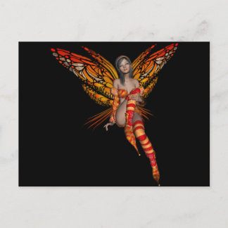 Orange Monarch Butterfly 3D Pixie - Fairy 1 Postcard