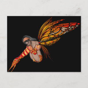 Orange Monarch Butterfly 3D Pixie - Fairy 2 Postcard