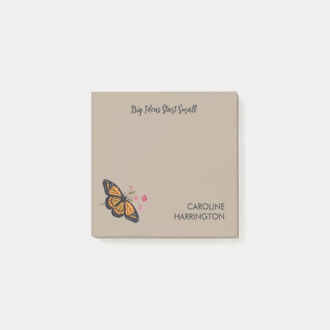 Orange Monarch Butterfly Inspirational Nature Post-it Notes (Front)