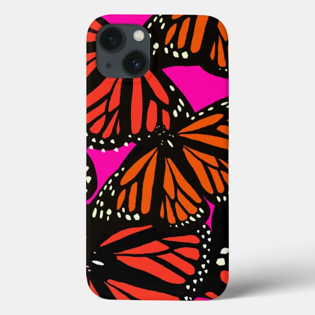 Orange Monarch Butterfly Phone Case pink black  (Back)