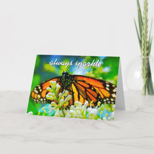 Orange Monarch Butterfly Photo Always Sparkle Bold Card