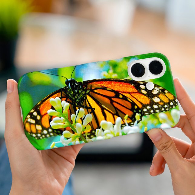 Orange monarch butterfly photo stylish modern bold Case-Mate iPhone case (Creator Uploaded)