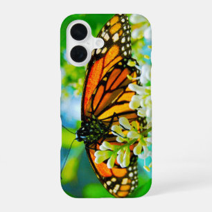 Orange monarch butterfly photo stylish modern bold iPhone 16 case