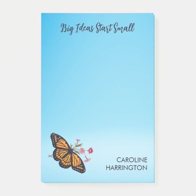 Orange Monarch Butterfly Sky Blue Inspirational  Post-it Notes (Front)