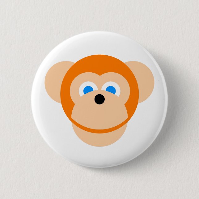 Orange monkey 2 inch round button (Front)