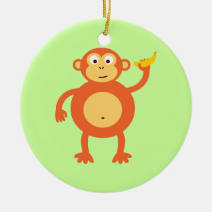 Orange Monkey Ceramic Ornament