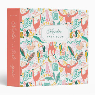 Orange Monkey Jungle Animals Baby Book Binder