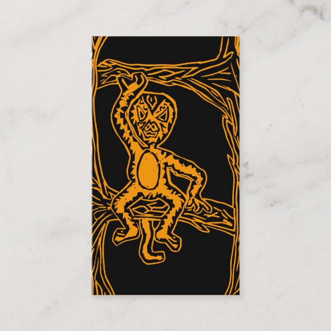 orange monkey woodprint business card (Front)