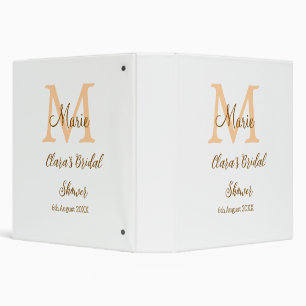 Orange monogram bridal shower add name modern simp binder