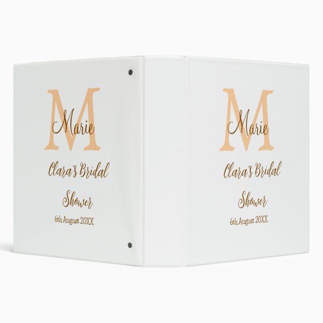 Orange monogram bridal shower add name modern simp binder (Background)