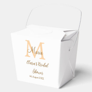Orange monogram bridal shower add name modern simp favor box