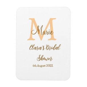 Orange monogram bridal shower add name modern simp magnet