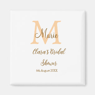 Orange monogram bridal shower add name modern simp magnet