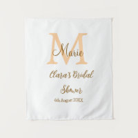 Orange monogram bridal shower add name modern simp