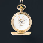 Orange monogram bridal shower add name modern simp watch<br><div class="desc">beautiful design</div>