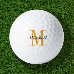 Orange Monogram Initial and Name Personalized Golf Balls<br><div class="desc">Elevate your golf game with our custom golf balls, personalized with a simple classic monogram initial and a script name overlay. Choose from a wide selection of colours to create a timeless design that’s truly unique. These golf balls make a perfect gift for any occasion, whether it’s Christmas, Father’s Day,...</div>