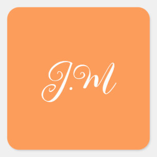 Orange Monogram Initial Cocktail Party Sticker