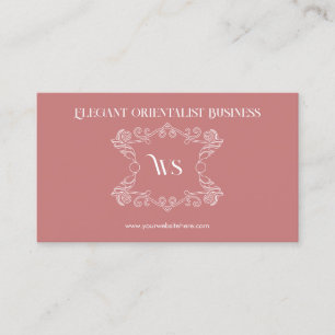 Orange Monogram Orientalist Ornament Business Card