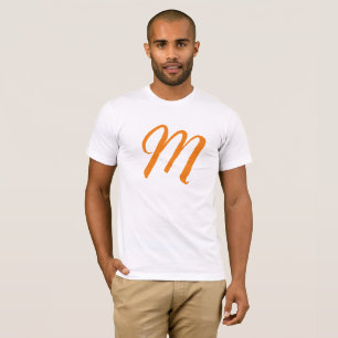 Orange Monogram Own Name Initial Replace Text T-Shirt
