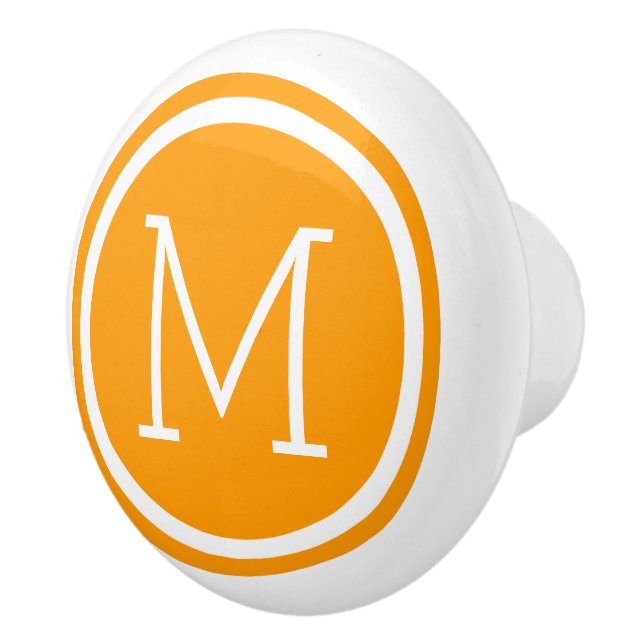 Orange Monogram Personalized Drawer Knob (Right)