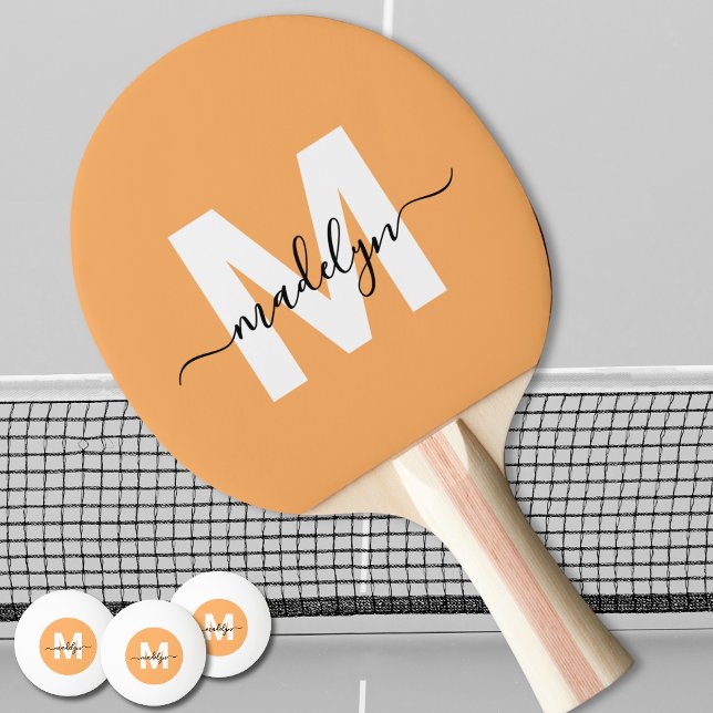 Orange Monogram Ping Pong Paddle (Orange Monogram Ping Pong Paddle)