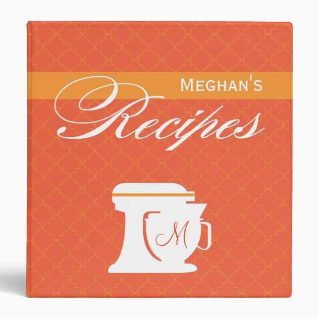Orange Monogram Recipe Book Binder (Front)