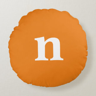 Orange Monogram Round Pillow