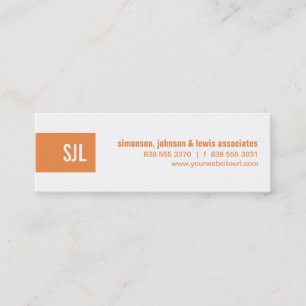Orange Monogram Strip Mini Business Card