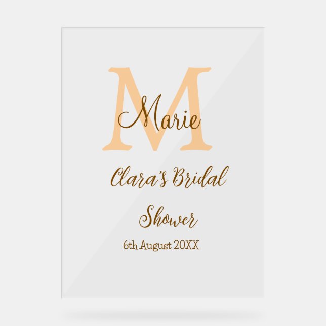 Orange monogramme douche nuptiale ajouter nom simp (Recto)