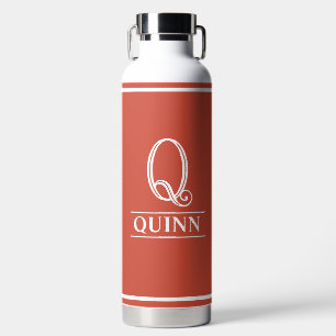 Orange Monogrammed  Water Bottle