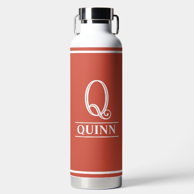 Orange Monogrammed  Water Bottle (Front)